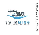 swimming logo creative vector. swimmer athlete sport template icon