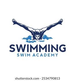 Design de logotipo de natação. Vetor de inspiração Swim AthleteLogo