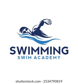 Design de logotipo de natação. Vetor de inspiração Swim AthleteLogo