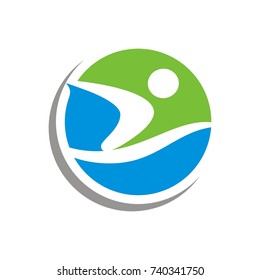 Swimming logo design template vector