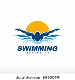 Swimming logo designs vector, Creative Swimmer logo Vector