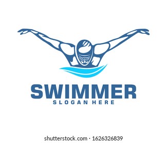 Swimming logo designs vector, Creative Swimmer logo Vector