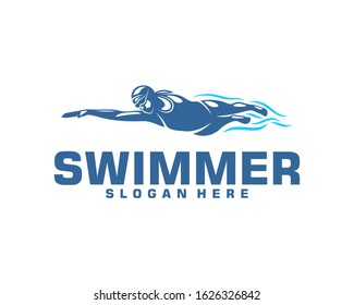 Swimming Logo Designs Vector, Creative Swimmer Logo Vector