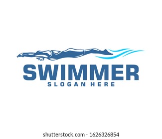 Swimming Logo Designs Vector, Creative Swimmer Logo Vector