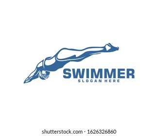 Swimming logo designs vector, Creative Swimmer logo Vector