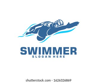 Swimming logo designs vector, Creative Swimmer logo Vector