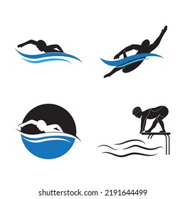 Swimming logo designs vector, Creative Swimmer logo Vector