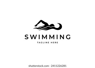 Swimming logo icon design template flat vector illustration