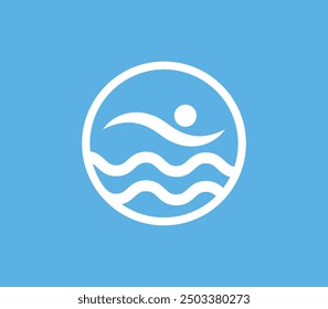 Swimming logo, swimming icon monoline, Minimalist modern flat design, watersport concept vector illustration