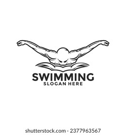vector de icono del logotipo de natación, plantilla de diseño del logotipo de Swim