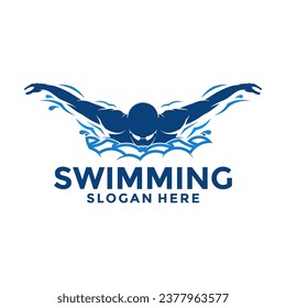 swimming logo icon vector, Swim logo design template