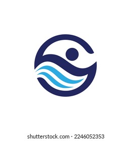 swimming logo with letter S concept