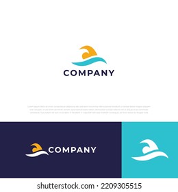 logotipo de natación en icono vectorial de ilustración moderna