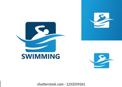 Swimming Logo Template Design Vector, Emblem, Design Concept, Creative Symbol, Icon