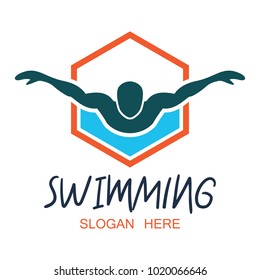 swimming logo with text space for your slogan / tag line, vector illustration