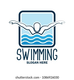 swimming logo with text space for your slogan / tag line, vector illustration