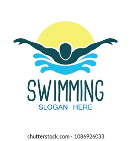swimming logo with text space for your slogan / tag line, vector illustration