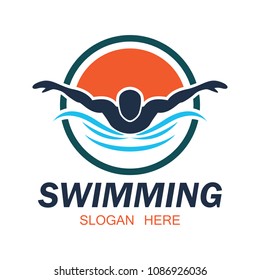 swimming logo with text space for your slogan / tag line, vector illustration