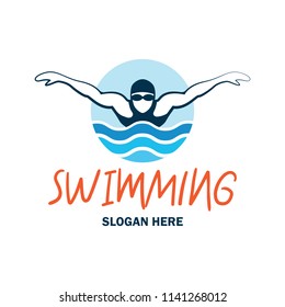 swimming logo with text space for your slogan / tag line, vector illustration