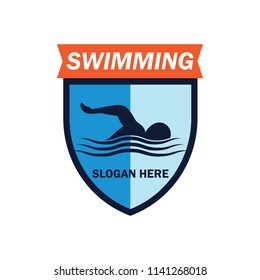 swimming logo with text space for your slogan / tag line, vector illustration