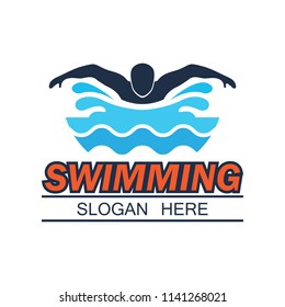 swimming logo with text space for your slogan / tag line, vector illustration