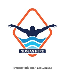 swimming logo with text space for your slogan / tag line, vector illustration