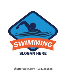 swimming logo with text space for your slogan / tag line, vector illustration