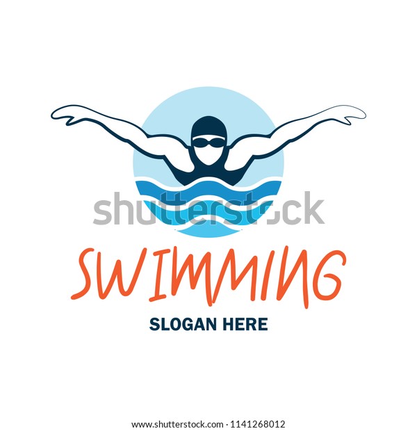 swimming logo with text space for your\
slogan / tag line, vector\
illustration