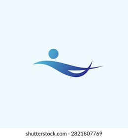 Swimming Logo vector. Blue swimming logo with abstract man silhouette