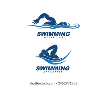 Swimming logo vector design man swimmer