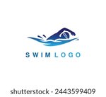 Swimming logo vector design template.