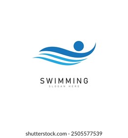 swimming logo vector illustration design template