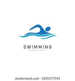 swimming logo vector illustration design template