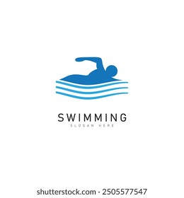 swimming logo vector illustration design template