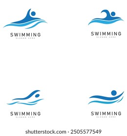 swimming logo vector illustration design template