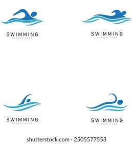 swimming logo vector illustration design template