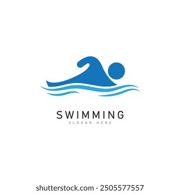 swimming logo vector illustration design template