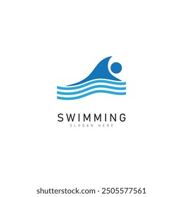 swimming logo vector illustration design template