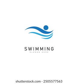 swimming logo vector illustration design template