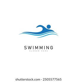 swimming logo vector illustration design template