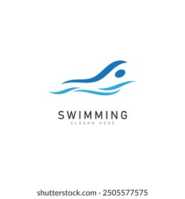 swimming logo vector illustration design template