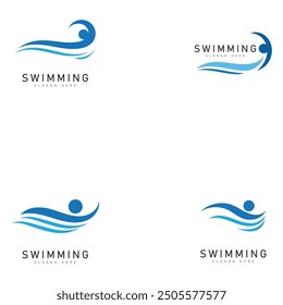 Plantilla de diseño de Ilustración vectorial de logotipo de natación