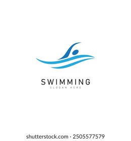 swimming logo vector illustration design template