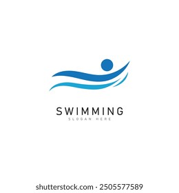 swimming logo vector illustration design template