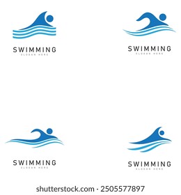 swimming logo vector illustration design template