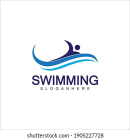 Swimming logo vector illustration design.Swimming Club. Swimmer logo design template