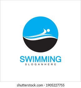 Swimming logo vector illustration design.Swimming Club. Swimmer logo design template