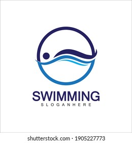 Swimming logo vector illustration design.Swimming Club. Swimmer logo design template