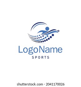 Swimming logo vector. With motion process concept. Apply to web site, application brand, sign element design, Coach and training bussiness center