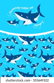 Swimming makes me hungry repeat pattern background .